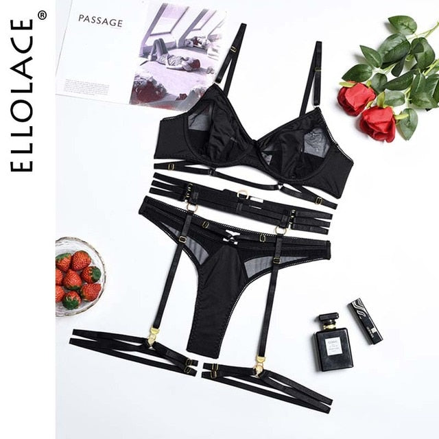 Cheeky-cut Out Lingerie Set with Garter