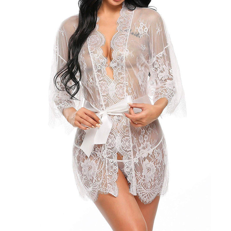 Lace Lingerie Robe with Panty