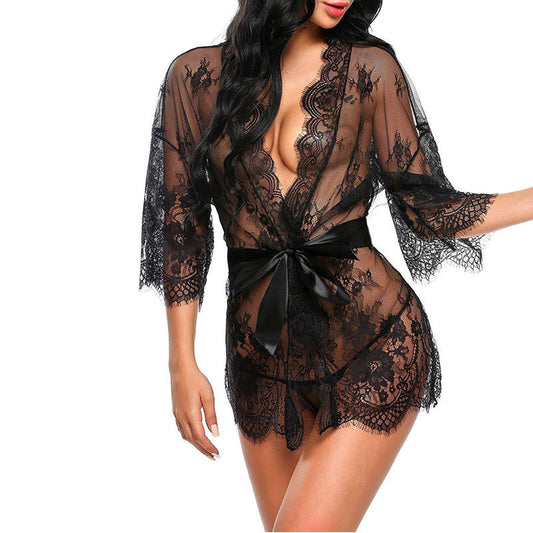 Lace Lingerie Robe with Panty